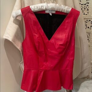Robert Rodriguez, red faux leather peplum top